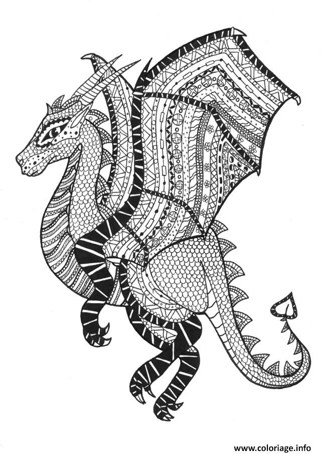 Coloriage Adulte Dragon Zentangle Rachel  Dessin à Imprimer